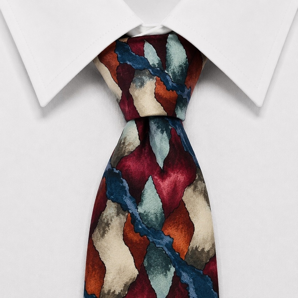 J. Garcia Blue Mountain Collection Six Silk Necktie Mens Multicolor Abstract 57"